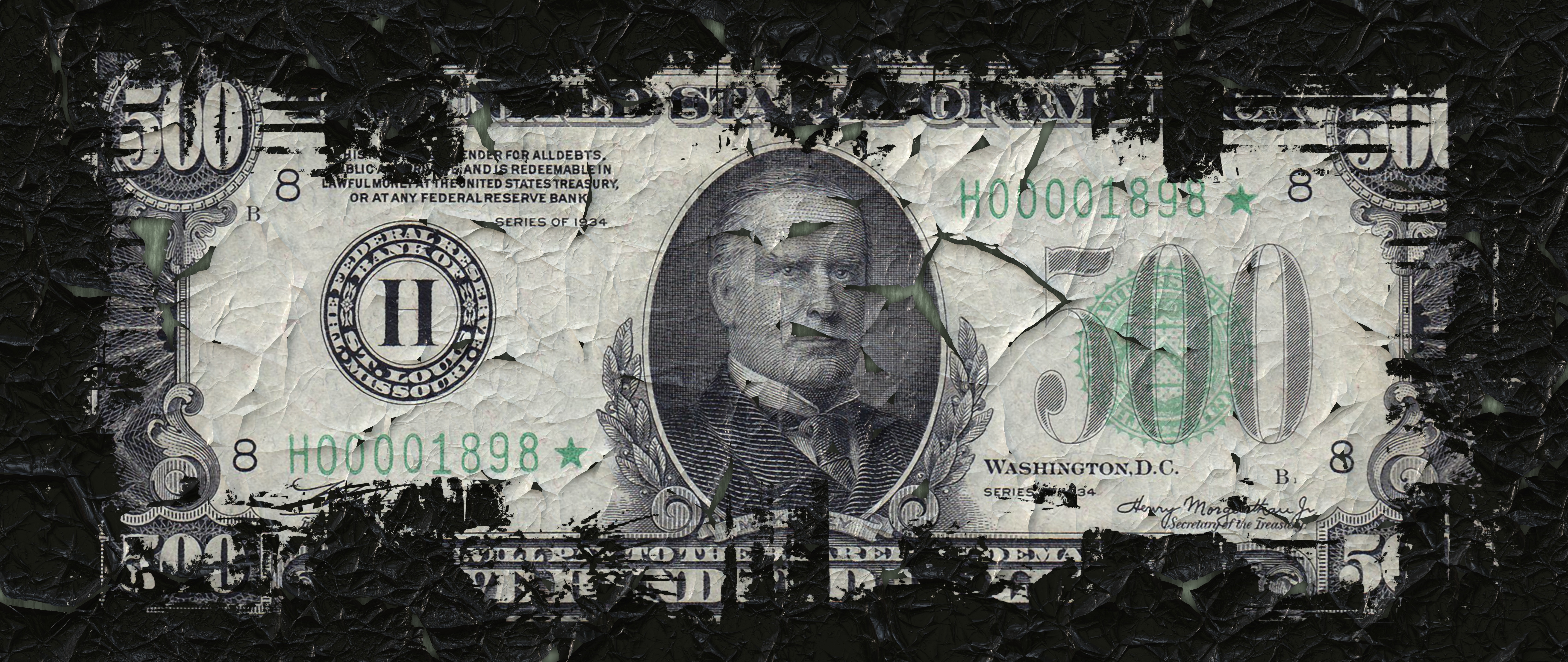 $500 bill fading away