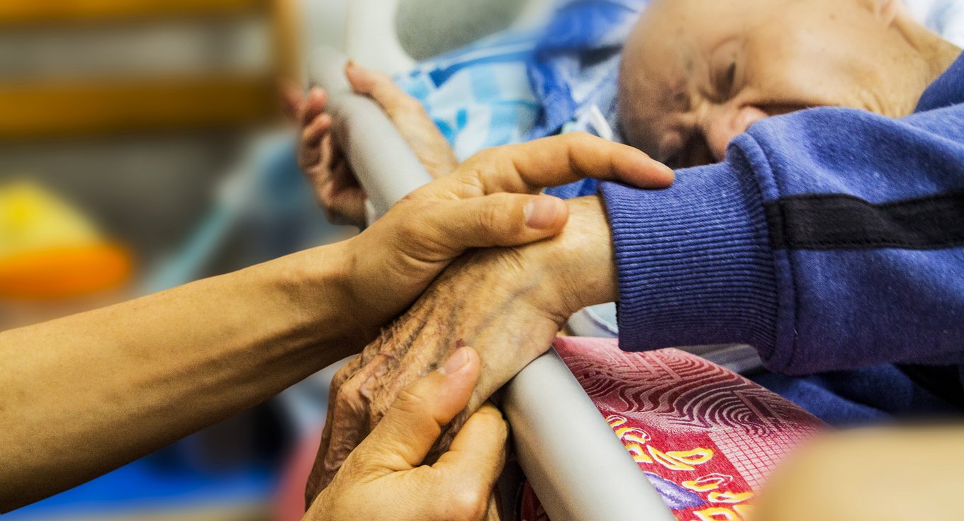 holding grandpa's hand